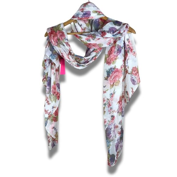 BETSEY JOHNSON Floral Airy Chiffon Oversize Wrap Shawl NWT - Picture 1 of 7